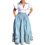 Spring Women's Mid-Rise Loose Long Skirt