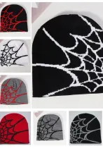 Autumn and winter spider web jacquard knitting warm hat and cold hat