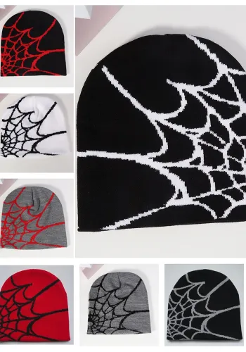 Autumn and winter spider web jacquard knitting warm hat and cold hat