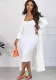 Women Ribbed Long Sleeve Robe and U-neck Suspender Midi Dress Two-piece Set