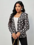Women Casual Printed Pocket Blazer