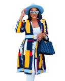 Women Autumn Printed Turndown Collar Jacket