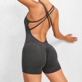 Women Yoga Pants Pleated Backless Sports Jumpsuit