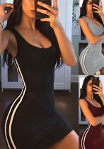Women Striped Strap Sexy Bodycon Dress