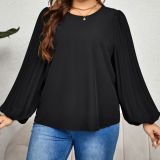 Women Solid Long Sleeve Round Neck Top