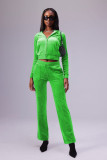 Women's Fashion Casual Solid Velvet Two Piece Tracksuit