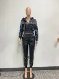 Fashionable And Sexy Pu Leather Casual Two-Piece Suit