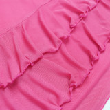 Women's Mesh Slim Fit Irregular Ruffle Sexy Skirt Set