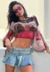 Autumn Women's Casual Contrast Color Knitting Round Neck Street Trendy Long Sleeve Tops For Women
