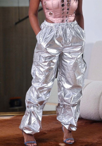 Стильные женские повседневные однотонные плиссированные брюки-карго с карманами