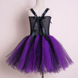 Halloween girls mesh tutu skirt Maleficent witch dress with hairband two-piece set