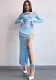 Women Sexy Solid Long Sleeve Hollow Slit Dress