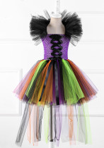Falda de cola para niñas de Halloween, vestido de hilo de mago, falda, vestido divertido de bruja