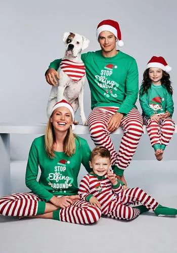 Christmas Striped Printed Home Clothes family wear