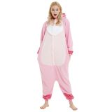 Batch Fleece Cartoon Animal One-Piece Pajamas Blue And Pinkcouple Home Wear