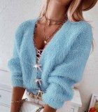 Women's Short Knitting Cardigan With Bow Knot