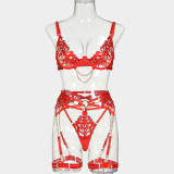 Embroidered Sexy Chain Sexy Lingerie Four-Piece Set