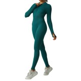 Seamless Zipper Long-Sleeved Long Jumpsuit One Piece Yoga Suit Tight Fitting Running Quick-Drying Sports Fitness Clothing