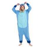Pijama de peça única de animal de desenho animado de lã em lote azul e rosa para casa