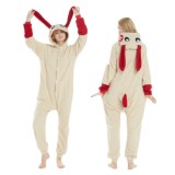 Fleece Halloween Cartoon Animal One-Piece Pajamas Couple Pajamas