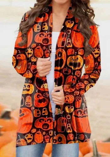 Spring And Autumn Women's Halloween Printed Tops Fashion Cardigans