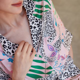 Leopard Fashion Pajamas Women Summer Short Sleeve Turndown Collar Outdoor Wear Home Clothes Set