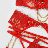 Embroidered Sexy Chain Sexy Lingerie Four-Piece Set