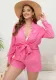 Plus Size Women's Holidays Solid Color Shirt Casual Loose Shorts Two-Piece Set