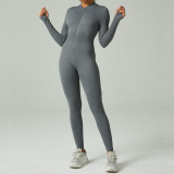 Seamless Zipper Long-Sleeved Long Jumpsuit One Piece Yoga Suit Tight Fitting Running Quick-Drying Sports Fitness Clothing