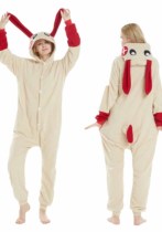 Pijamas de una pieza de animales de dibujos animados de Halloween de lana Pijamas de pareja