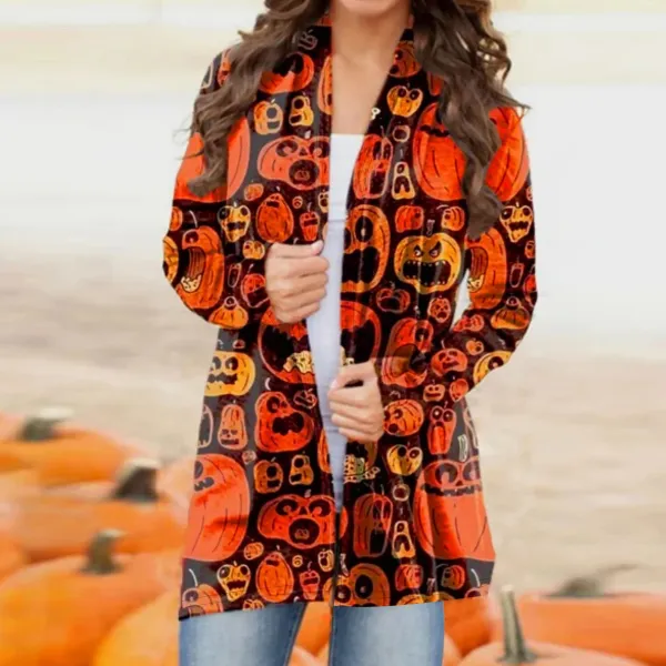 Spring And Autumn Women's Halloween Printed Tops Fashion Cardigans