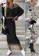 Autumn And Winter Fashion Bat Sleeves Top Slim Long Skirt Women Two Piece Set