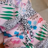 Leopard Fashion Pajamas Women Summer Short Sleeve Turndown Collar Outdoor Wear Home Clothes Set