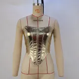 Women Autumn Metallic Sexy Strapless Top