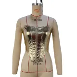 Women Autumn Metallic Sexy Strapless Top