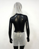 Damen-Bodycon-Kleid mit Strasssteinen und Neckholder
