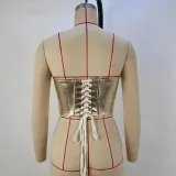 Women Autumn Metallic Sexy Strapless Top