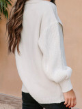 Women Solid Turndown Collar Long Sleeve Knitting Cardigan Sweater