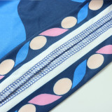 Conjunto de dos piezas de camisa y pantalones cortos de manga larga estampados de estilo otoñal para mujer