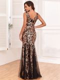Neues ärmelloses V-Ausschnitt-Pailletten-V-Ausschnitt-Meerjungfrau-Party-Abschlussballkleid für Damen, Abendkleid für formelle Anlässe
