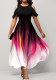 Chic Elegant Women's Round Neck Positioning Print Dress