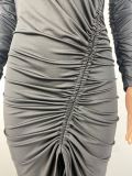 Dames lentemode sexy slash-schouderjurk met trekkoord en split