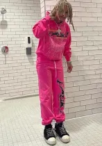 Hip-Hop Singer Letter Printed Male And Female Couple Spring And Autumn Hoodies Sweatpants Set