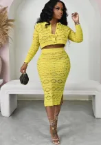 Fashion Sexy Knitting Hand Crochet Casual Two Piece Skirt Suit