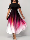 Chic Elegant Women's Round Neck Positioning Print Dress