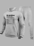 Autumn And Winter Casual Letter Print Hooded Hoodies Sweatpants Set