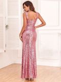 Luxuriöses formelles Partykleid für Damen mit V-Ausschnitt, Meerjungfrau, glitzernde Pailletten, langes Abendkleid