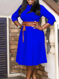 Autumn And Winter Solid Color Chic Elegant And Fashionable Career Plus Size African Dress