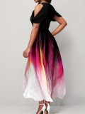 Chic Elegant Women's Round Neck Positioning Print Dress