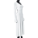 Slanke mode-jurk voor dames herfst/winter met klokbodemmouwen en veters
